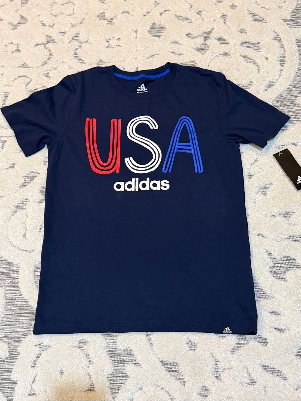 New NWT Adidas Kids 14/16 Navy USA Soccer shirt navy blue